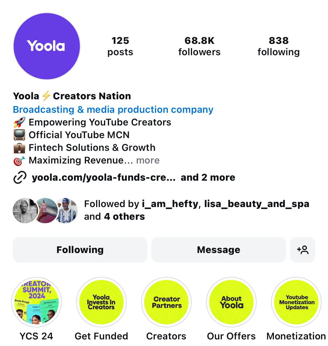 yoola ig page dashboard managed by temitayo is marketing